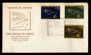 Dr Who 1962 Paraguay Fdc Space Planets Cachet Combo Imperf G34522
