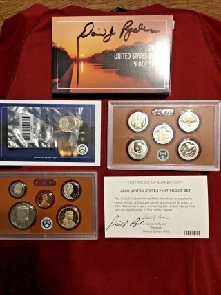 2020 S Us Proof Set With " W " Nickel & Director Signed Box & Signed