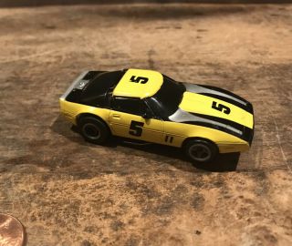 Vintage Tyco Slot Car Corvette 5 In Yellow Black Silver - Rare