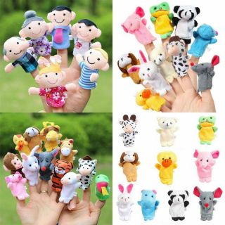 6/10/12pcs Cartoon Animal Finger Puppets Soft Velvet Dolls Props Toys Kids Baby 2