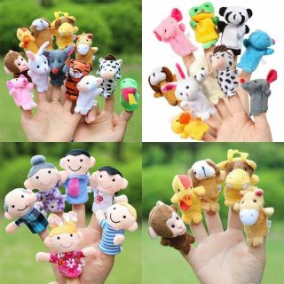 6/10/12pcs Cartoon Animal Finger Puppets Soft Velvet Dolls Props Toys Kids Baby 3