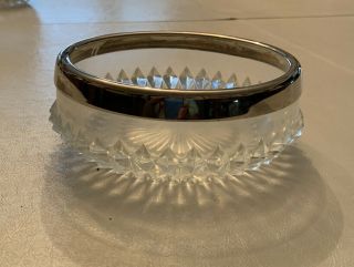 Vintage Heavy Cut Crystal Silver Plate Trimmed Candy Dish Euc