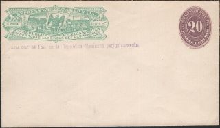 Mexico,  1886.  Wells Fargo Express Envelope H&g 15,
