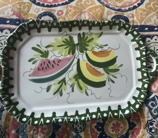 Zanolli Ceramic Watermelon Serving Dish Plate Pottery Hand Painted Italy