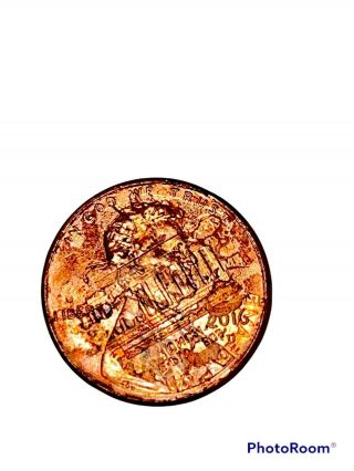 2016 Shield Penny With The Lincoln Memorial Stamped Over His Face Upsidedown