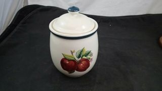 Casuals By China Pearl Apples Small Canister 5 1/4 " Tall 4 1/2 " Diameter