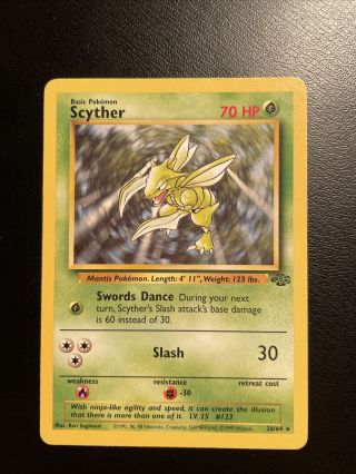 Scyther 26/64 - Rare Non Holo Pokemon Card Jungle Set 1999 Near