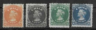 Chile 1867 - 1868 Hinged/unused Ng Set Of 4 Stamps Michel 8 - 9 & 11 - 12