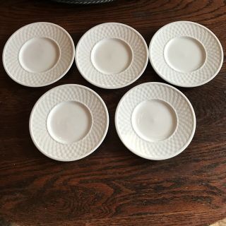 Set Of 5 Majesticware By Oneida Stoneware Basketweave 6.  25 Plates White