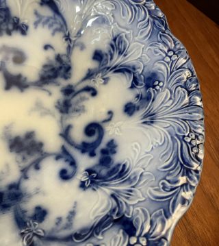 Flow Blue Ridgways England Royal Semi Porcelain Gainsborough Serving Bowl 9 - 1/2” 2