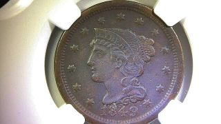 1849 Braided Hair Large Cent Ngc Xf Details