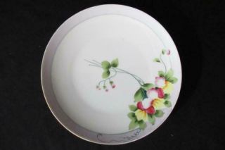 Vintage Meito China Salad Plate Hand Painted Lavender Band Pink Yellow Flowers