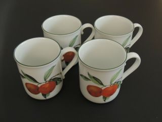 Evesham Vale Royal Worcester Porcelain Coffee Mugs,  Set Of Four 4 England,  C1986
