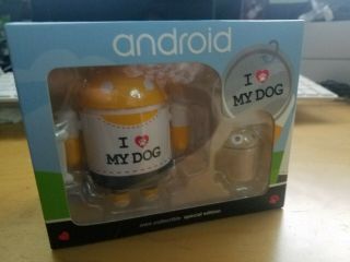 Rare " I Love My Dog " Android Mini Collectible Google Special Edition Figure