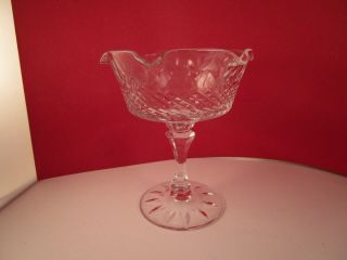 Vintage Clear Cut Glass Diamond Fan Pedestal Candy Dish Compote Sherbet