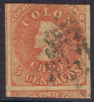 Chile 5c Red Sg20 Inverted Watermark