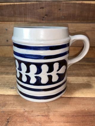 Williamsburg Pottery Salt Glaze Stoneware 32 Oz Jumbo Mug Tankard Cobalt Blue
