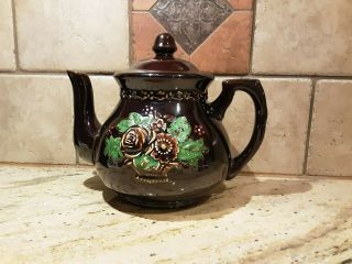 Vintage Brown Glazed Hand Painted Teapot Occupied Japan