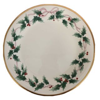 Mikasa Ribbon Holly Dinner Plate - Christmas Gold Flaw