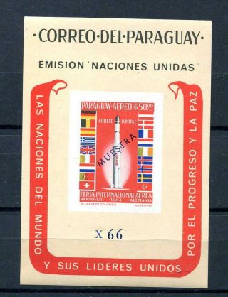 Paraguay 1964 Sc 835a Mnh Specimen Rocket Flags Of Europe Imperf 7411