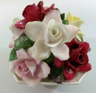 Vtg Crown Staffordshire England Fine Bone China Flower Floral Bouquet Roses Ec