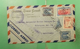Dr Who 1941 Guatemala Ovpt Registered Airmail To Usa Bisect G36864