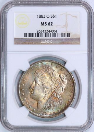 1883 - O Morgan Silver Dollar - Ngc Ms62 - Obverse Toning