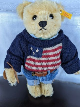 Steiff Ralph Lauren Polo American Flag Growler Bear Le -
