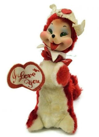 Vintage Rushton Red Fox Rubber Face Plush I Love You