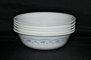 Corelle Morning Blue 6 Inch Soup Cereal Bowls - Set Of 5