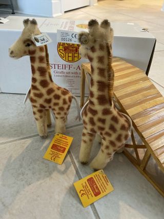 Box Certificate Steiff 1992 Mohair Giraffe Ramp Giraffes Pair For Noah’s Ark