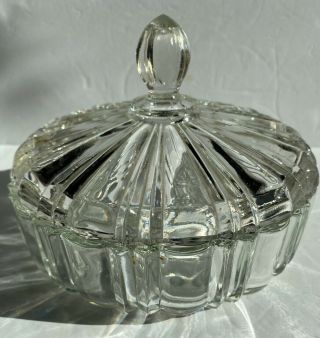 Vintage Anchor Hocking Old Cafe Clear Glass Candy Dish Lid Depression Glass
