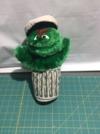 Vintage 1992 Oscar The Grouch Sesame Street Muppets Trash Can Applause Plush