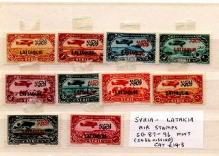 Latakia - Syria,  Air Stamps Set 1931 (but No Low Value) - Sg 87 - 96