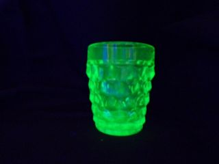Vaseline Green Uranium Glass Shot Glass / Tooth Pick 88881id