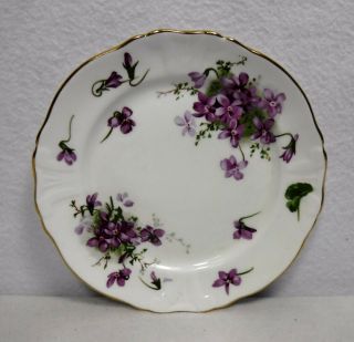 Hammersley England China Victorian Violets Pattern Bread Plate - 6 - 3/8 " Lyre