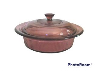 Corning Ware Visions Cranberry 1 Quart Casserole Dish V - 31 - B & Pyrex Lid