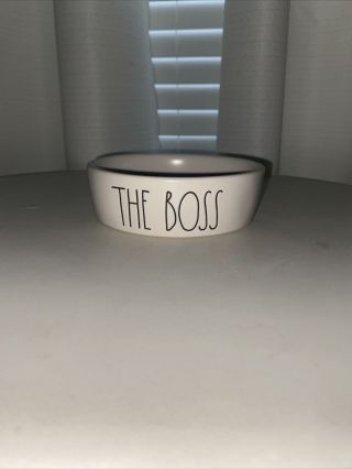 Rae Dunn The Boss Small Cat Dog Pet Bowl/dish Ivory Cat Food Water By Magenta