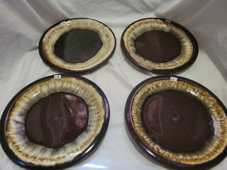 4 Pfaltzgraff 10in Gourmet Brown Drip Glaze Stoneware Dinner Plates