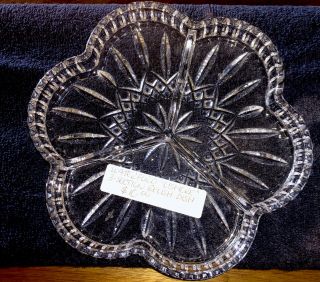 Waterford Crystal Lismore Clover Shaped Three Part Divided Relish Dish