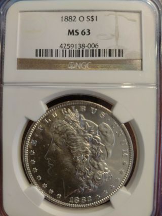 1882 - O Silver Morgan Dollar - Ngc Graded Ms 63 Great Luster