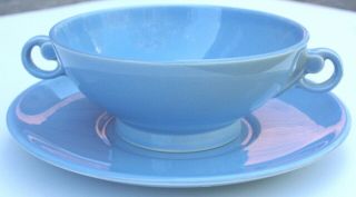 Luray Windsor Blue Cream Soup Bowl With Saucer - - -