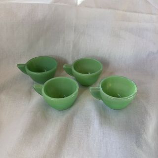 Vintage Akro Agate Jadeite Green Concentric Rings Childs Dishes Tea Cup 4 Cups