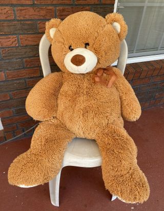 Extra Large Plush Bear Stuffed Animal Giant Soft 36 " X 28 " Jumbo Size Brown Bow