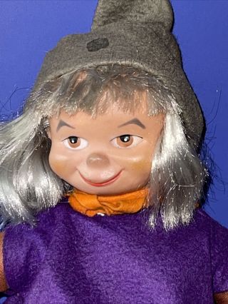 Vintage 14” Steiff Germany Gnome Elf Girl Lady Doll Cloth Felt With Button