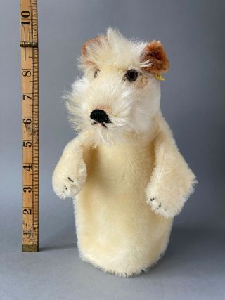 STEIFF Foxy Terrier Dog Hand Puppet 1968 - 78 German Button Mohair Airedale Toy 2