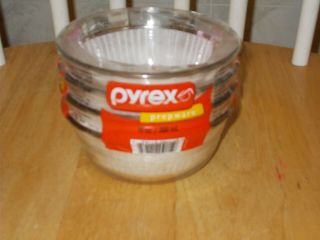In Package Old Stock Pyrex Clear Custard Cups 10 - Ounce 300 - Ml Set Of 4 Usa