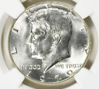 1970 - D Ngc Ms65 Kennedy Half Dollar With Partial Clamshell Error Key Date Gem Bu