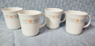 Set Of 4 Corning Corelle Apricot Grove Coffee Tea Cups Mugs