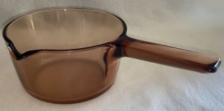 Vision Corning Ware Pyrex 1l Amber Pot Saucepan Pour Spout No Lid Usa